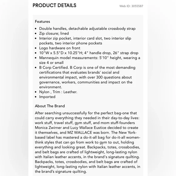 MZ Wallace  Black/Blue Small Floral Sutton bag with Blue Stripe - Picture 9 of 14